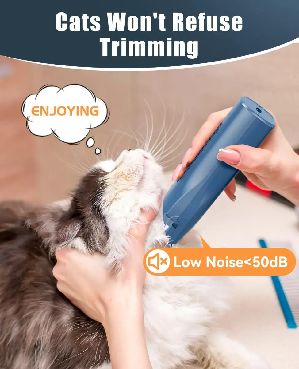oneisall Pet Clippers for Matted Cat Hair, Quiet Pet Shaver with Storage Bag | 50dB Low Noise, IPX7 Waterproof, USB Rechargeable - view 5