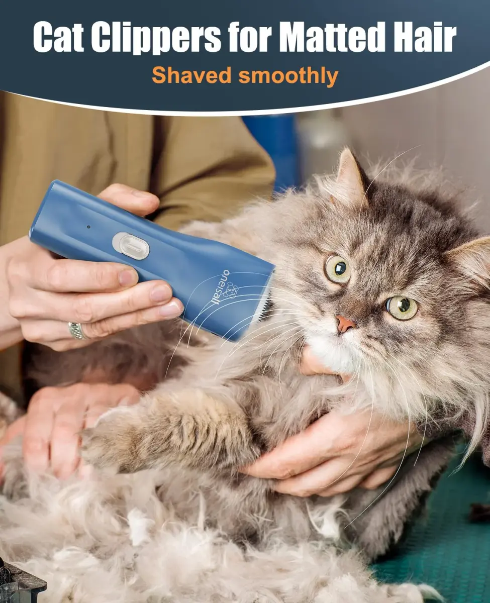 oneisall Pet Clippers for Matted Cat Hair, Quiet Pet Shaver with Storage Bag | 50dB Low Noise, IPX7 Waterproof, USB Rechargeable - view 2