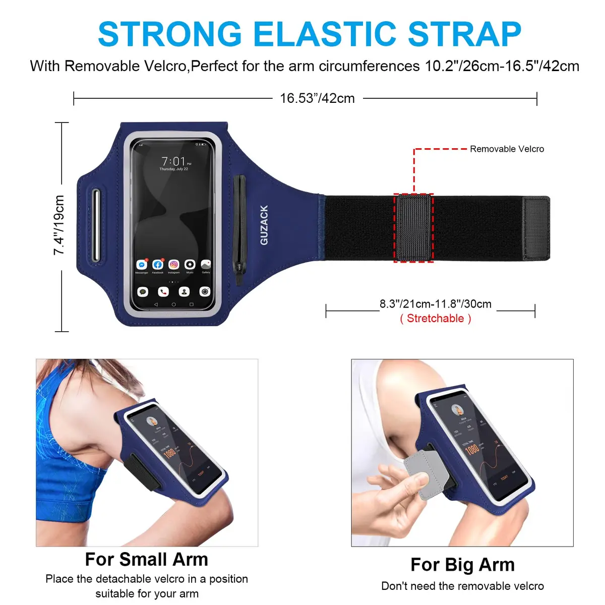 Guzack Running Armband with Key Pockets & Card Slot | Fits Phones Up to 6.9" - view 5