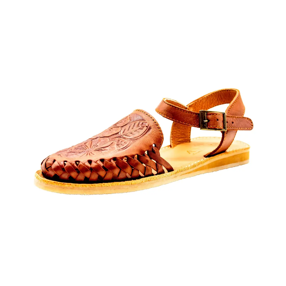 Sbicca Women's Acapulco Sandal, Cognac - 9 | Handwoven Leather Wedge for Casual Comfort - main product image
