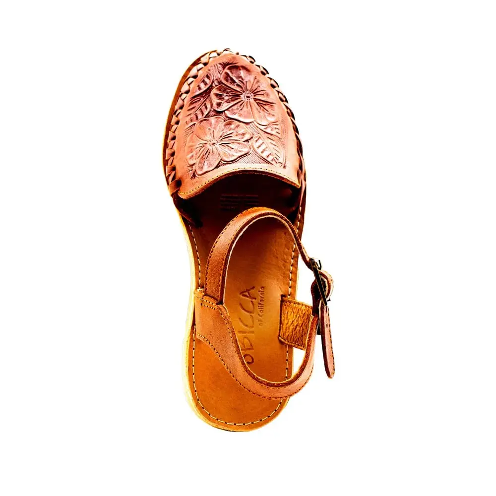 Sbicca Women's Acapulco Sandal, Cognac - 9 | Handwoven Leather Wedge for Casual Comfort - view 6