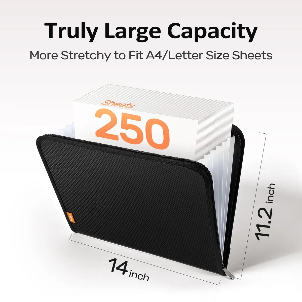 Sooez 7 Pockets Accordion File Organizer, Zipper Expanding Folder A4 | Secure, Durable & Portable Office & School Storage - view 6