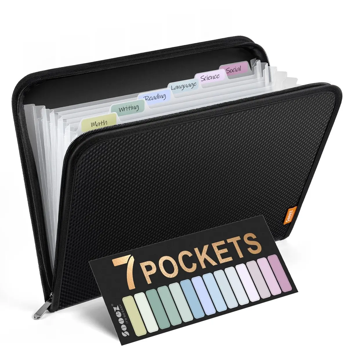 Sooez 7 Pockets Accordion File Organizer, Zipper Expanding Folder A4 | Secure, Durable & Portable Office & School Storage - main product image