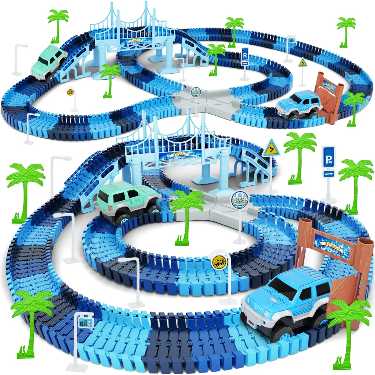 Toyk Track Car Toys, 269 PCS Frozen World Race Road Playset | Flexible Tracks & 2 Race Cars for Kids - main product image