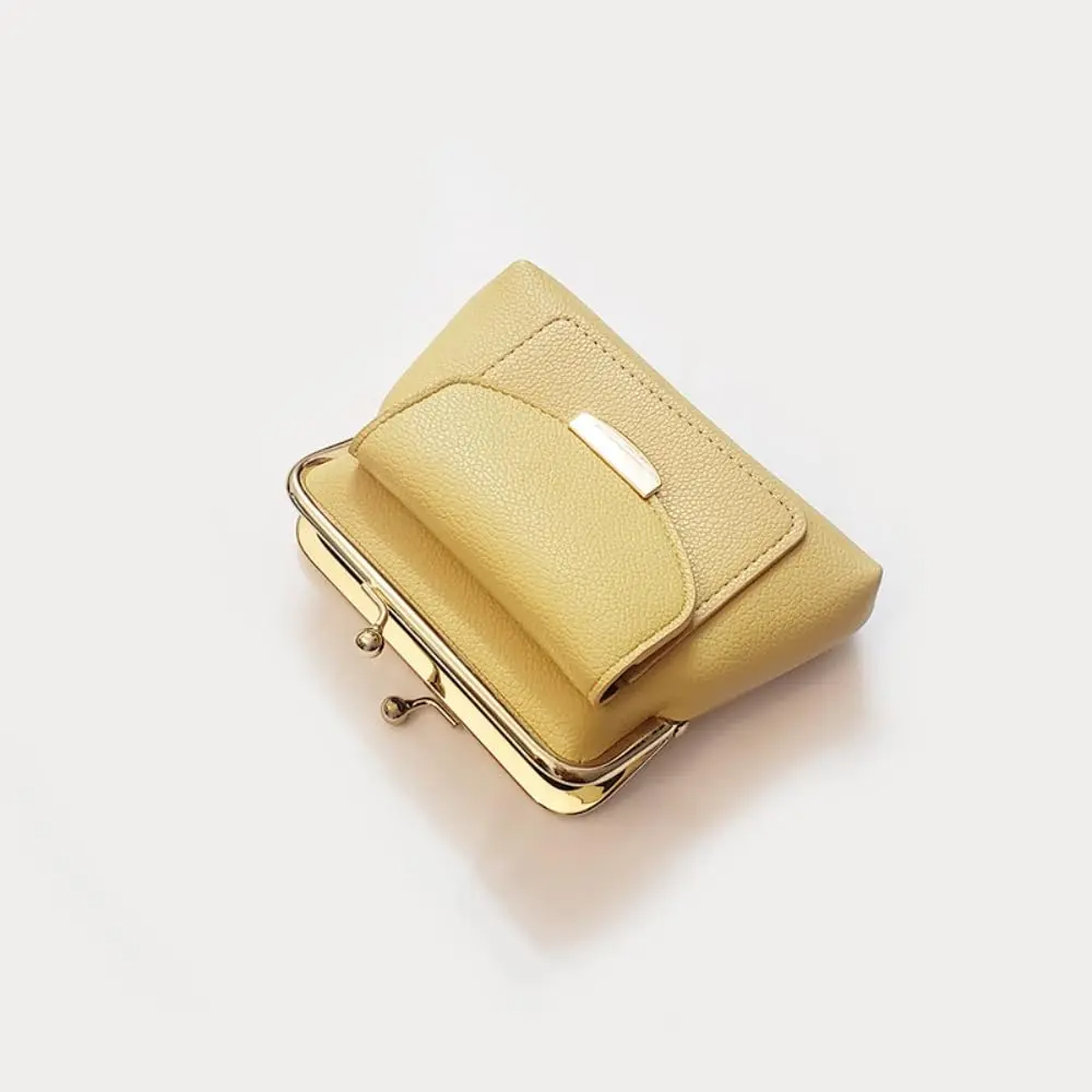 Lavogel Kiss Lock Coin Purse with Credit Card Slot for Women, 16cm (6.3") Yellow | Vintage Style Change Pouch - view 5
