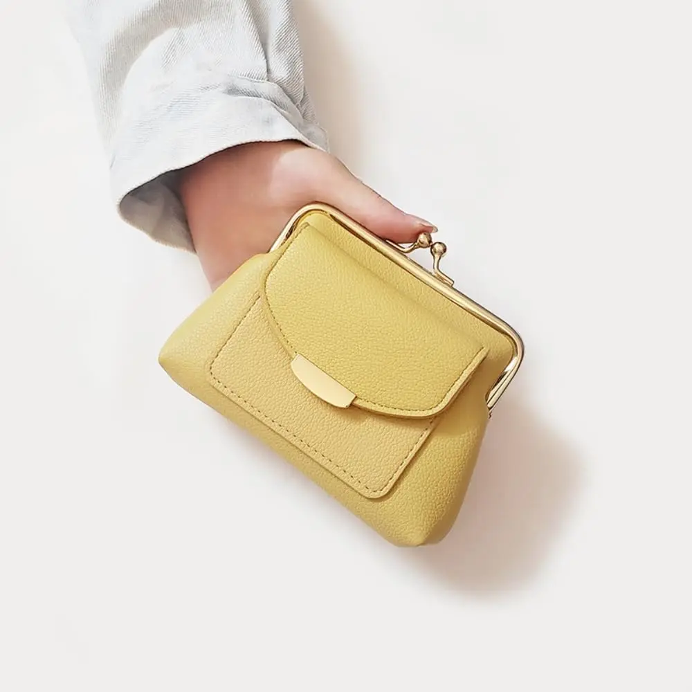 Lavogel Kiss Lock Coin Purse with Credit Card Slot for Women, 16cm (6.3") Yellow | Vintage Style Change Pouch - view 7