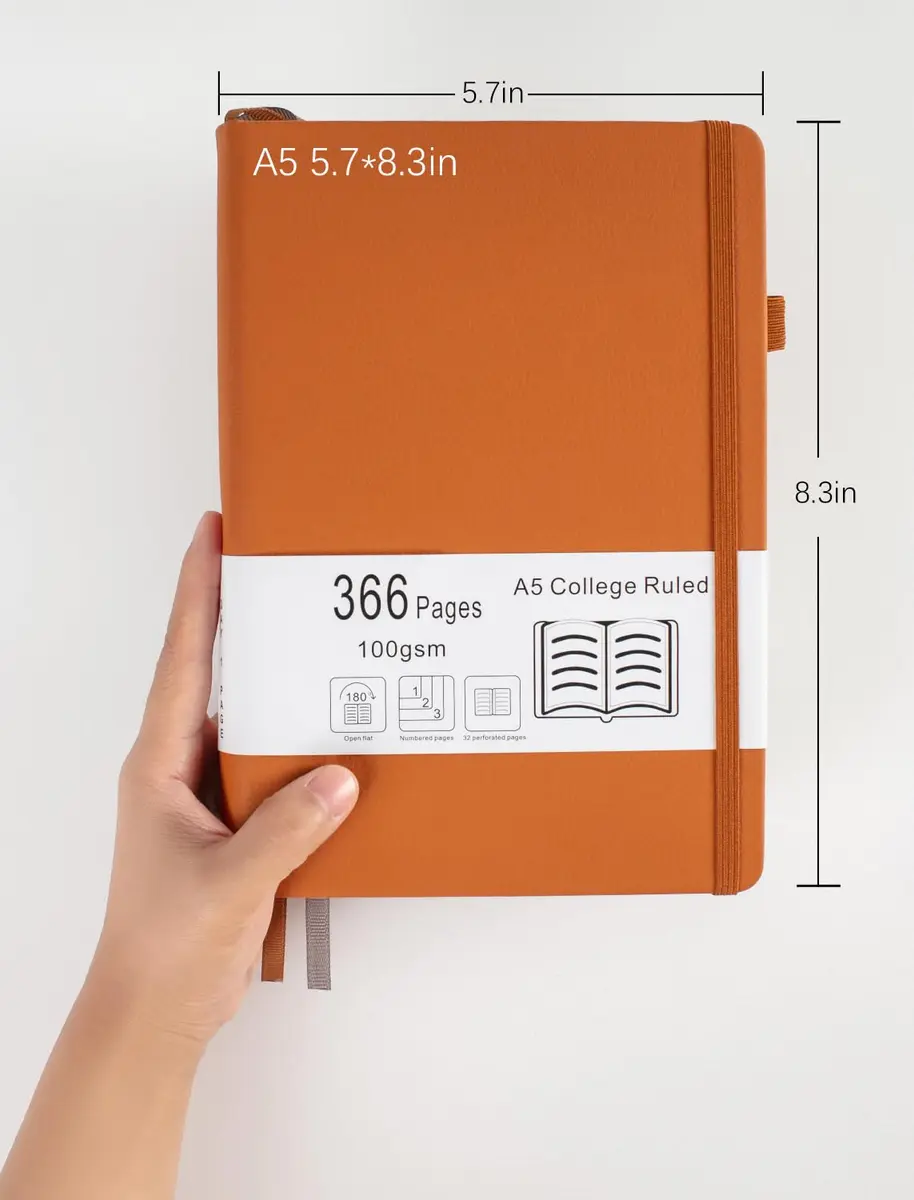 VOLINOTE Thick College Ruled Notebook with 366 Pages | A5 Leather Hardcover for Writing & Office Use - view 6