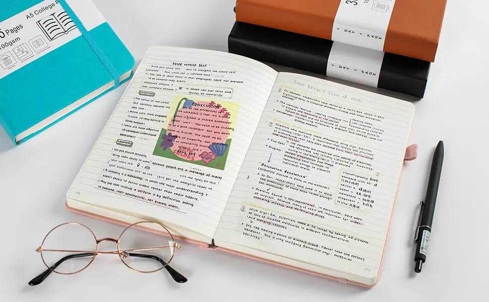 VOLINOTE Thick College Ruled Notebook with 366 Pages | A5 Leather Hardcover for Writing & Office Use - view 7