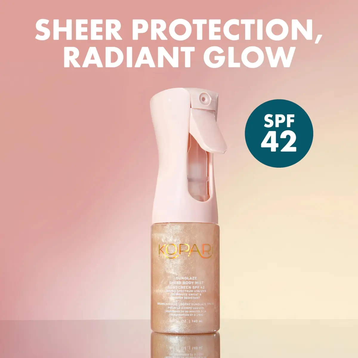 Kopari Rose Gold Sunglaze Sheer Body Mist Sunscreen SPF 42, 156 g (5.5 oz) | Broad Spectrum UVA/UVB Protection - view 2
