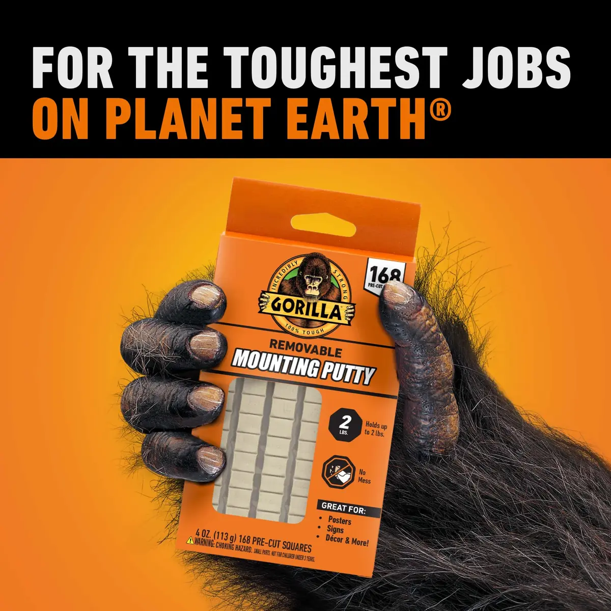 Gorilla Removable Mounting Putty Natural Tan 168 Pre-Cut Squares | Holds Up to 2 lbs - view 8