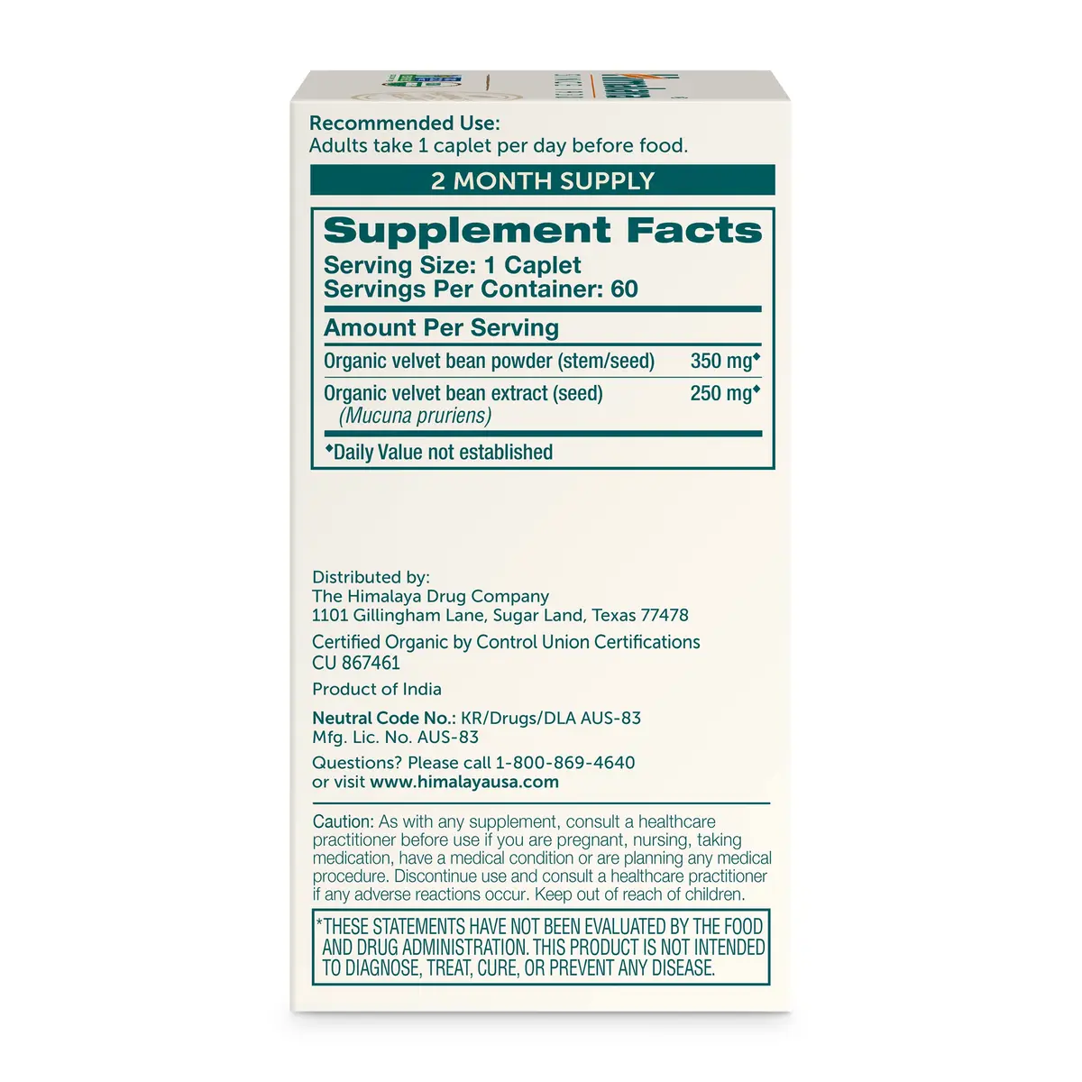 Himalaya USDA Organic Mucuna Pruriens Supplements, 600mg | Supports Relaxation & Brain Function - view 3