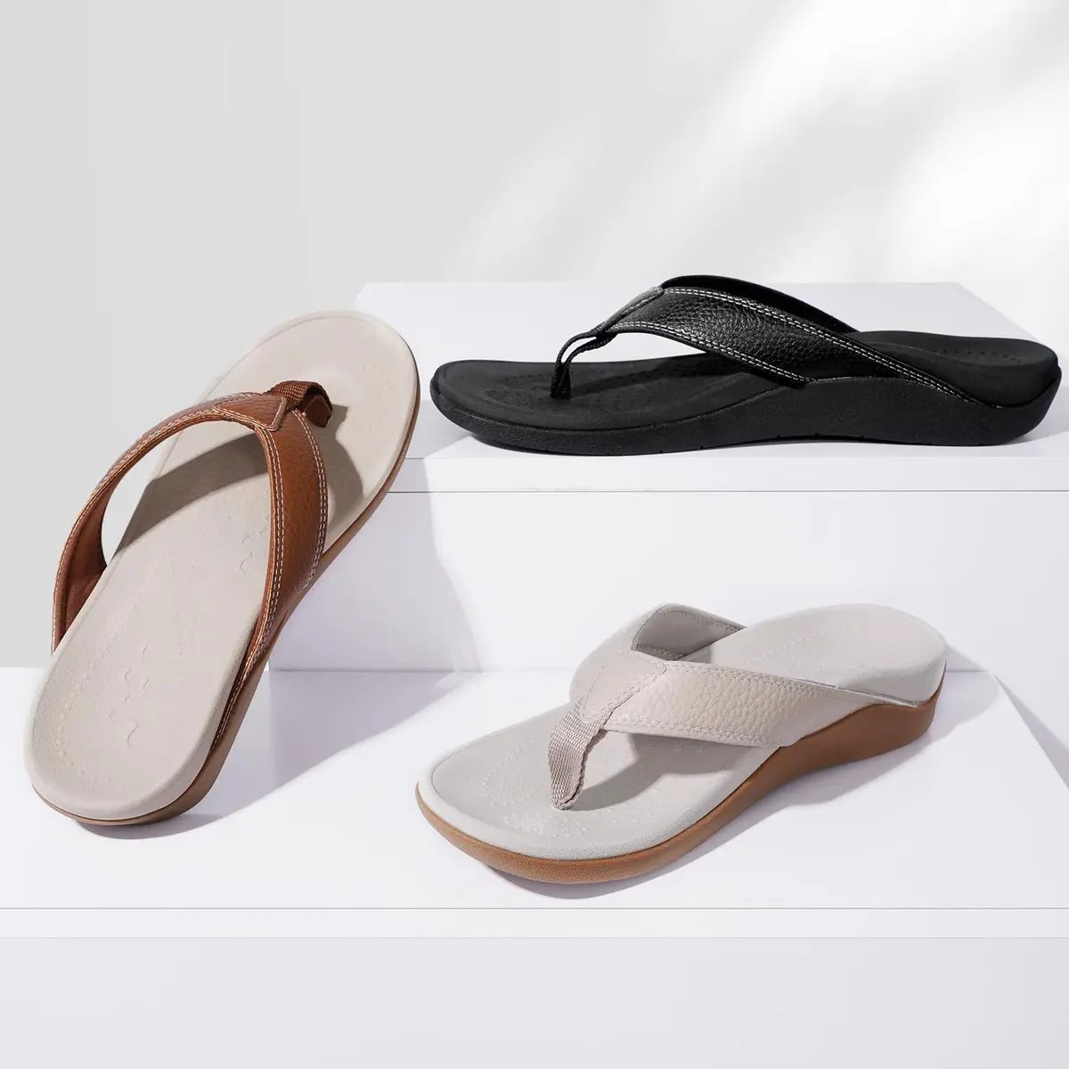 ERGOfoot Orthotic Flip Flops with Arch Support for Men Women Brown 3cm (1.18in) | Supportive Footwear for Flat Feet and Plantar Fasciitis - view 6