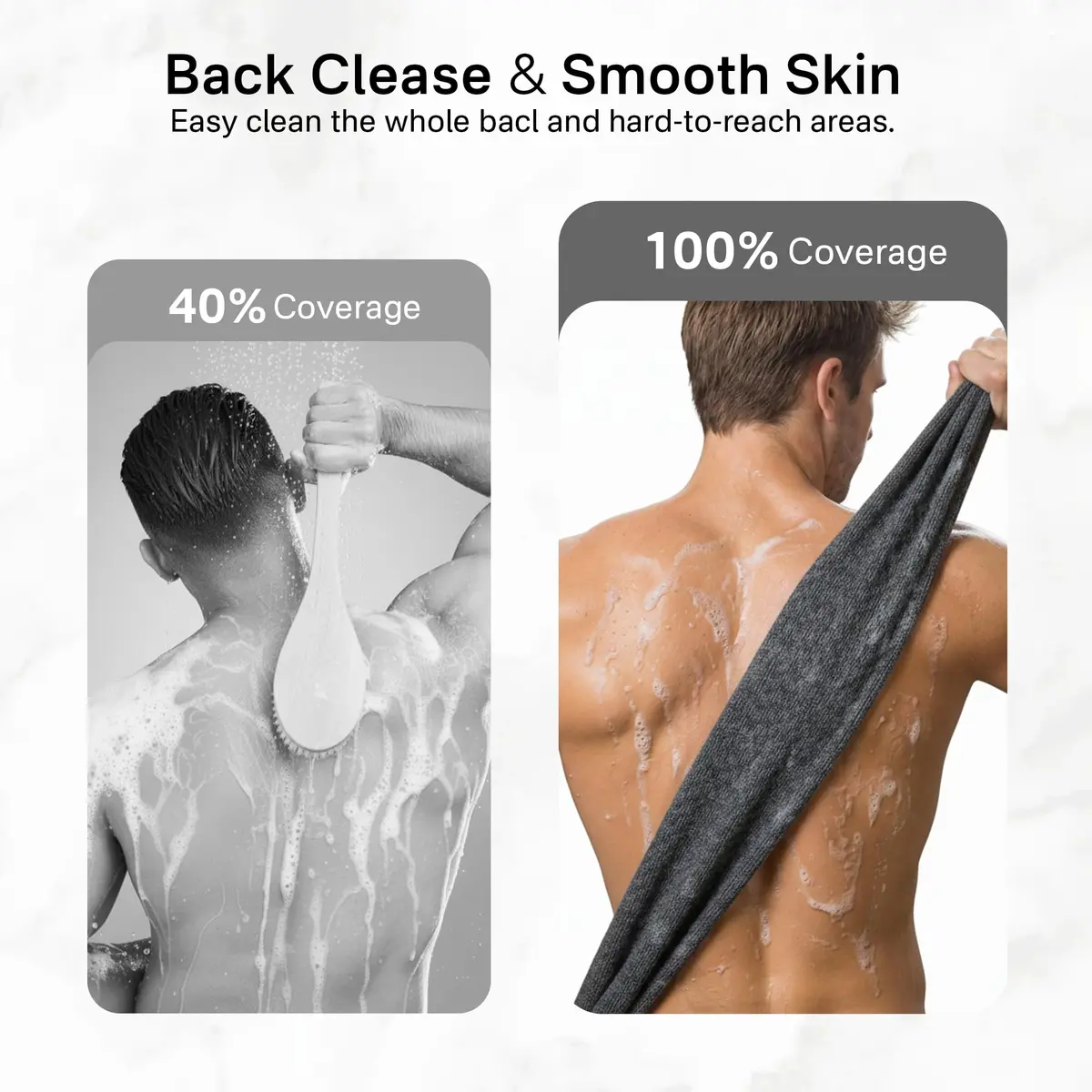 Yiclick 3-Pack Exfoliating Washcloth Towels - 40 Inch Back Scrubber for Shower Bath Use, Japanese & Korean Scrub Wash Cloths, Gray - view 6