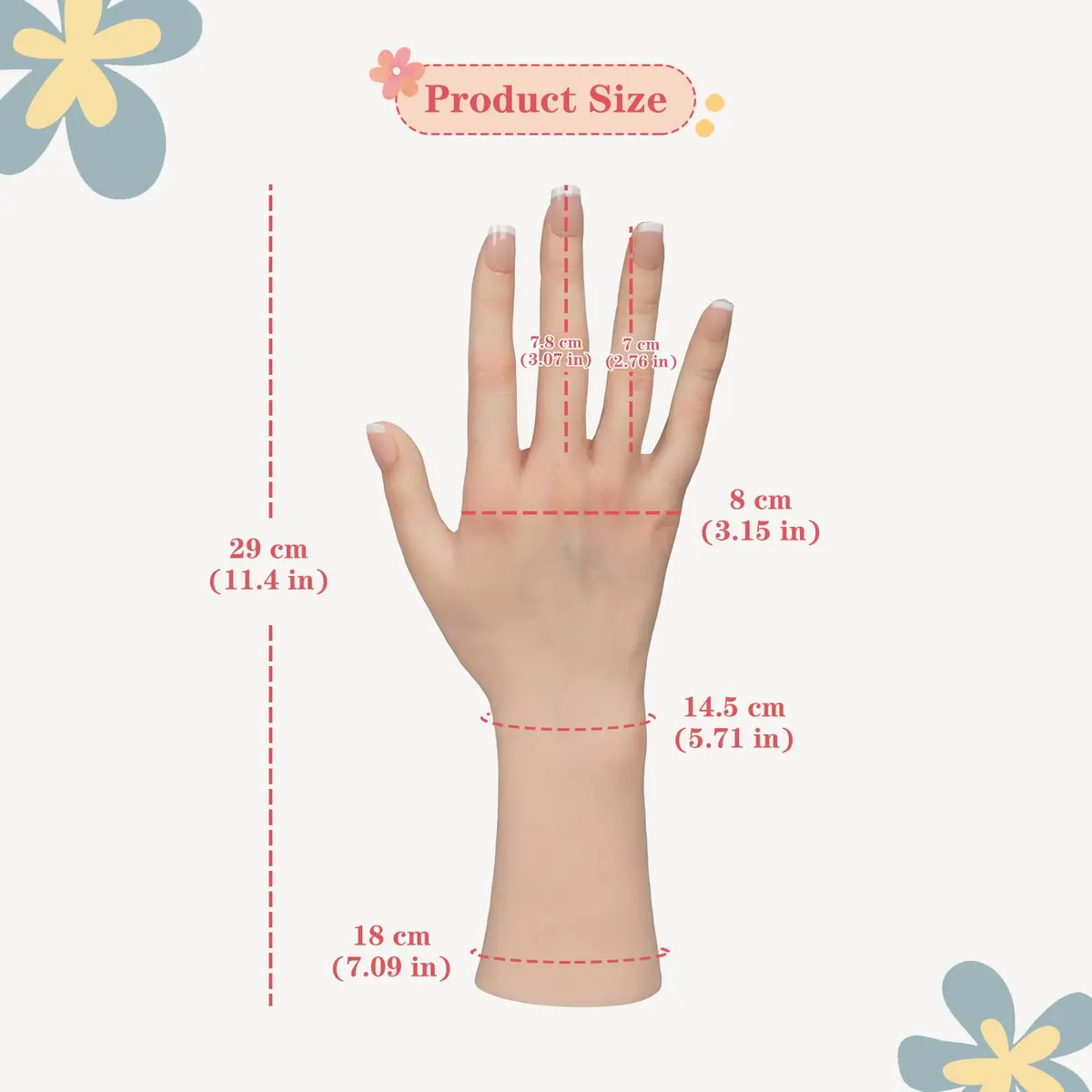 CUAIBB Realistic Female Silicone Hand Model Left | Jewelry & Nail Practice Hand - view 6