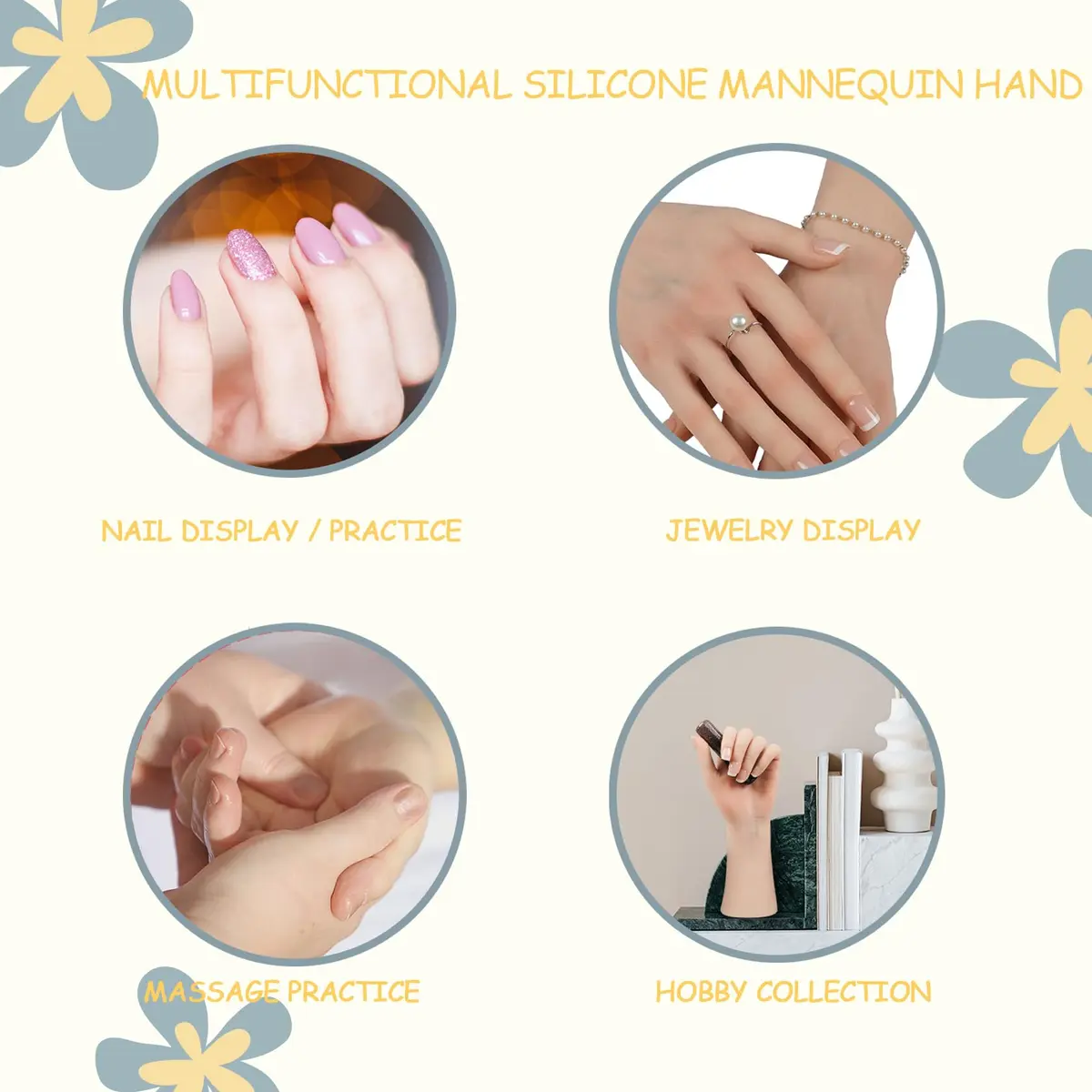 CUAIBB Realistic Female Silicone Hand Model Left | Jewelry & Nail Practice Hand - view 3