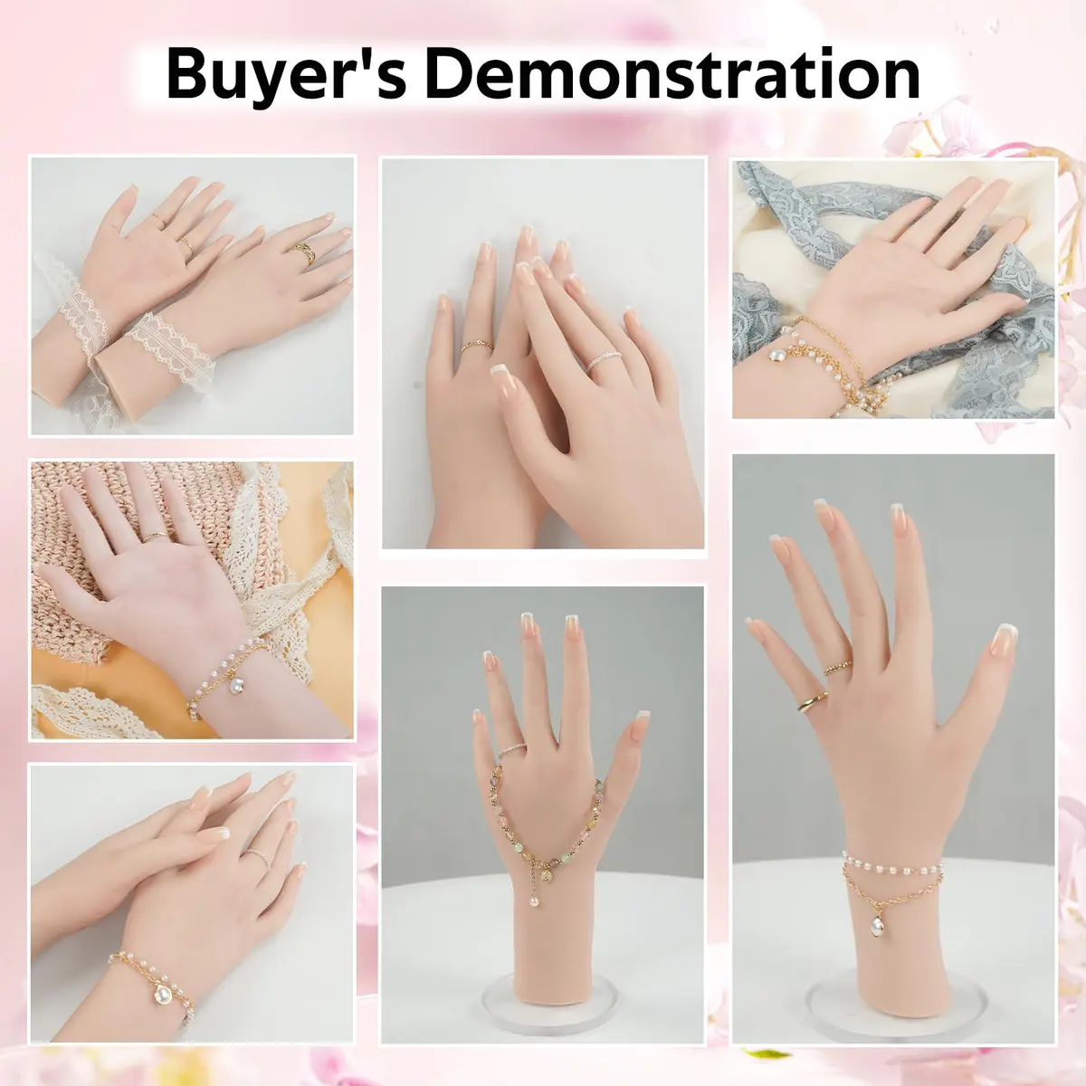 CUAIBB Realistic Female Silicone Hand Model Left | Jewelry & Nail Practice Hand - view 4