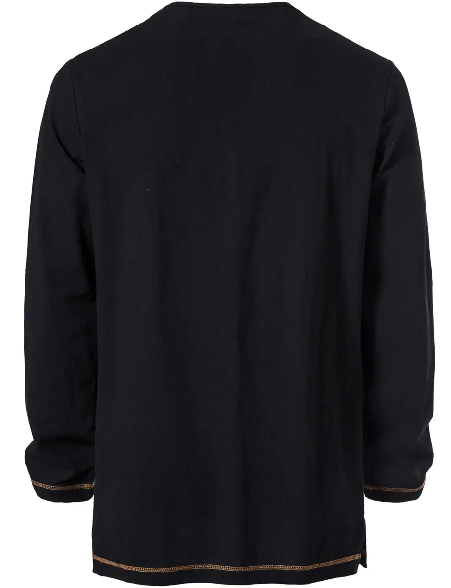 JEMITOP Men's Pure Cotton Vintage Renaissance Costume Shirt Black | Long Sleeve - view 5