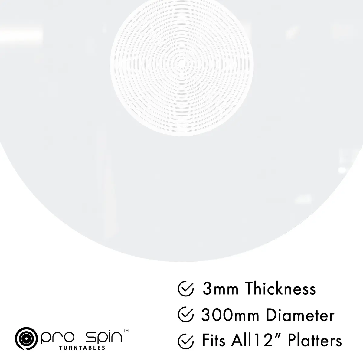 PRO SPIN Clear Acrylic Turntable Mat | 12" Vinyl Slipmat with Static Reduction & Tighter Bass - view 2