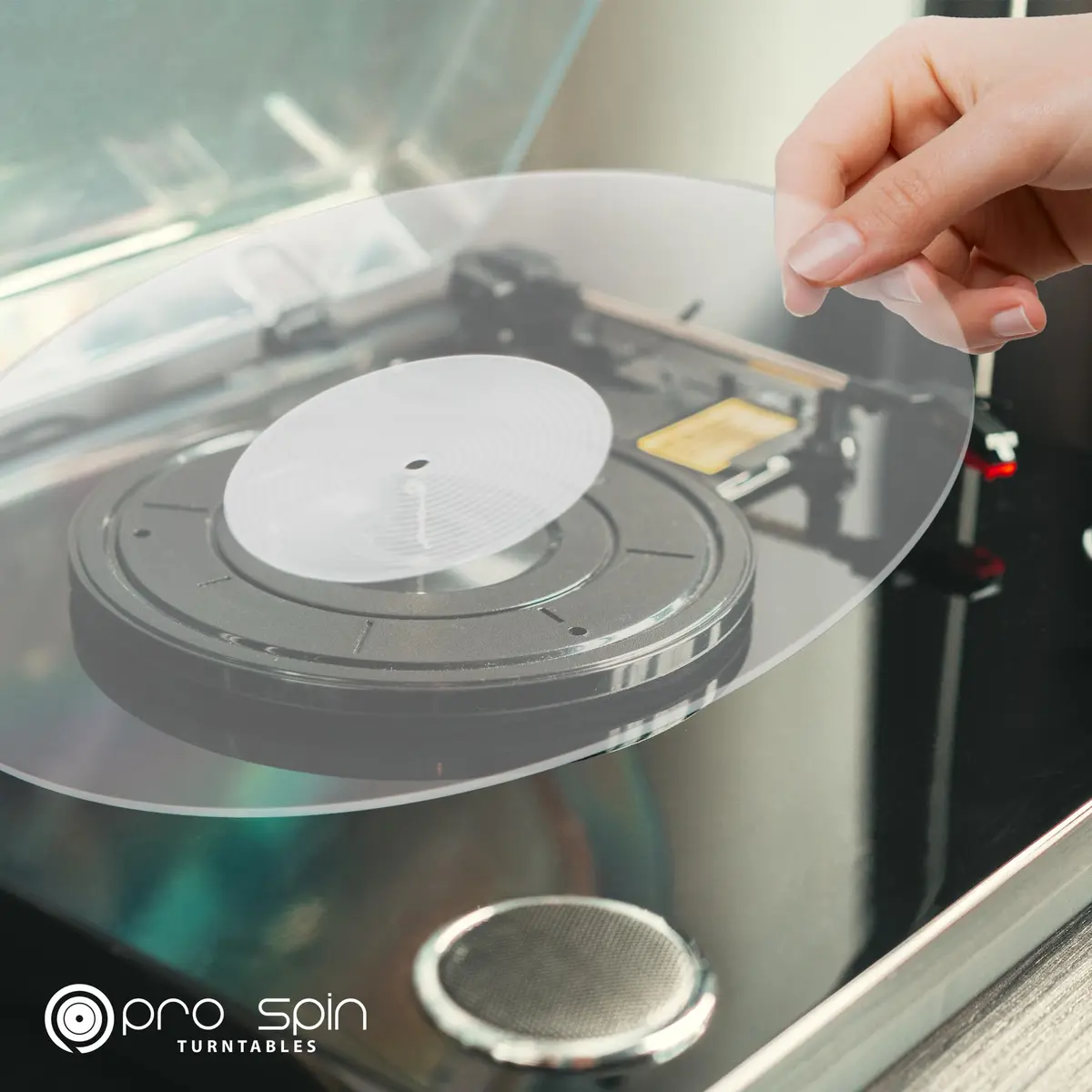 PRO SPIN Clear Acrylic Turntable Mat | 12" Vinyl Slipmat with Static Reduction & Tighter Bass - view 3