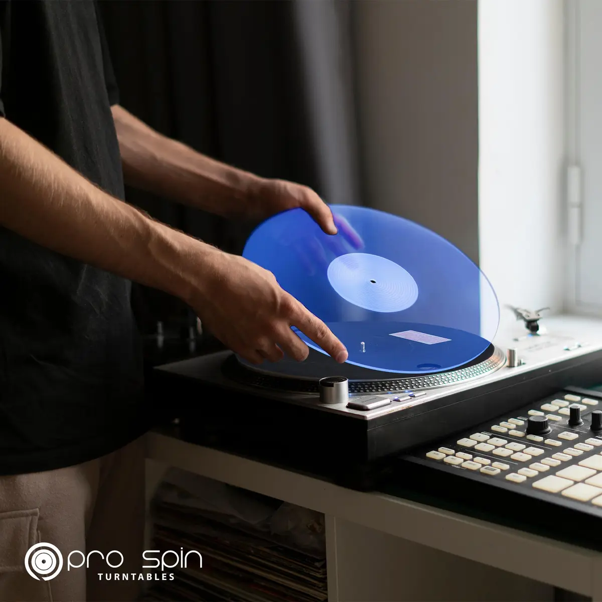 PRO SPIN Blue Acrylic Turntable Mat | 12" Vinyl Slipmat for Vintage Record Player | Anti-Static, Tighter Bass, Modern Style - view 7