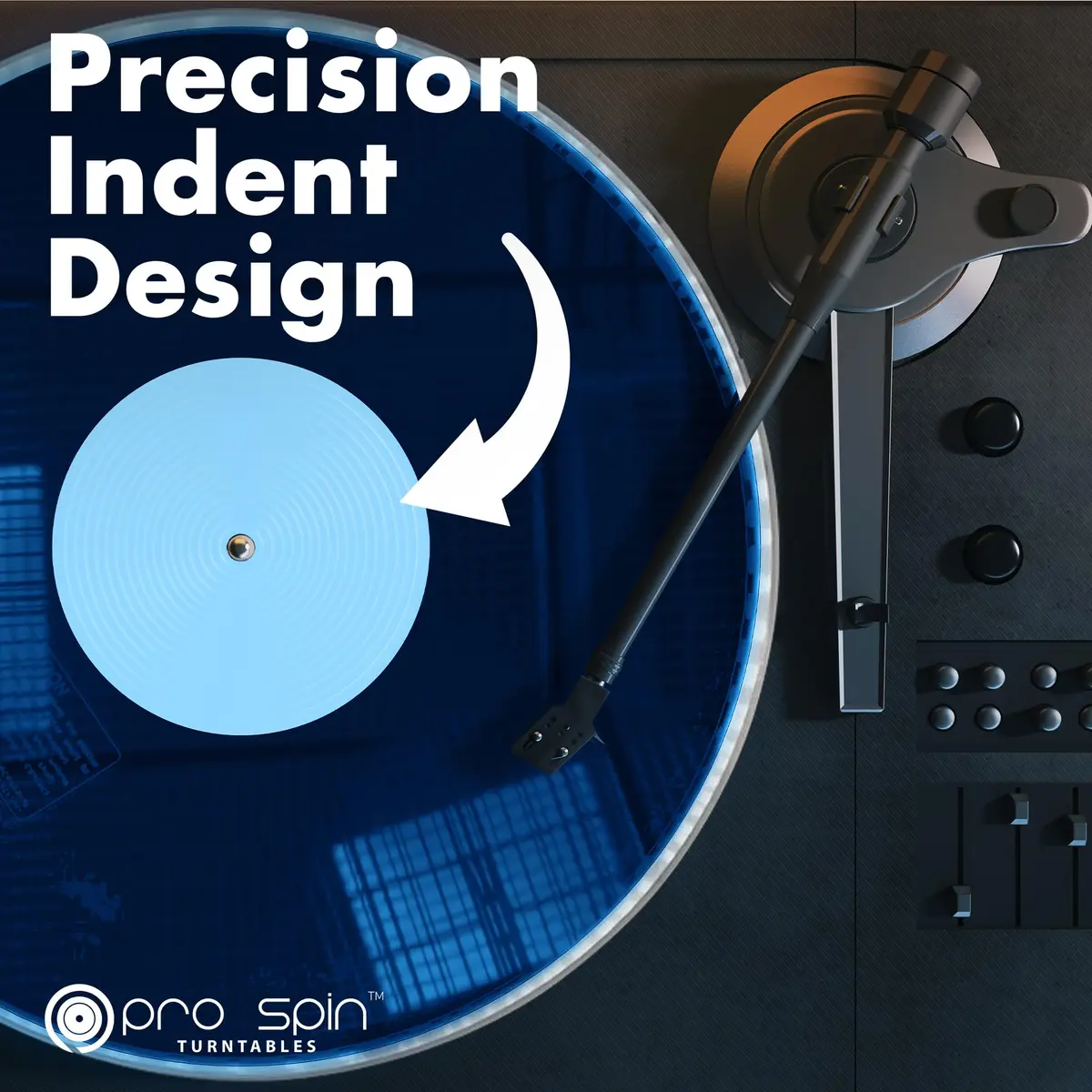 PRO SPIN Blue Acrylic Turntable Mat | 12" Vinyl Slipmat for Vintage Record Player | Anti-Static, Tighter Bass, Modern Style - view 4