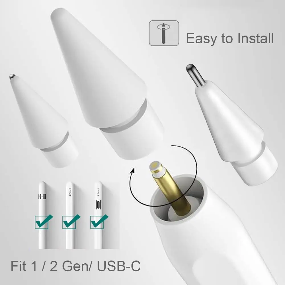 SIXFU Replacement Tips for Apple Pencil, Mix Precise Control Tips Set for Apple Pencil 2nd Gen/1st Gen/USB C | 6 Pack - view 2