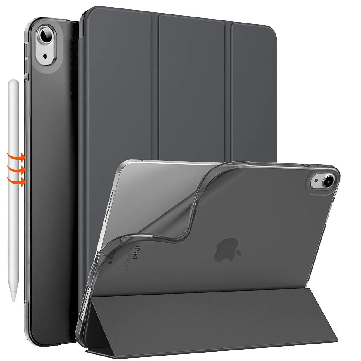 MoKo Case for iPad Air 11 inch M4/M3/M2 2026/2025/2024, Space Gray | Translucent Back, Auto Wake/Sleep, Supports Touch ID & Pencil - main product image