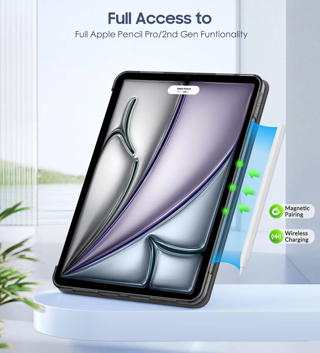 MoKo Case for iPad Air 11 inch M4/M3/M2 2026/2025/2024, Space Gray | Translucent Back, Auto Wake/Sleep, Supports Touch ID & Pencil - view 5