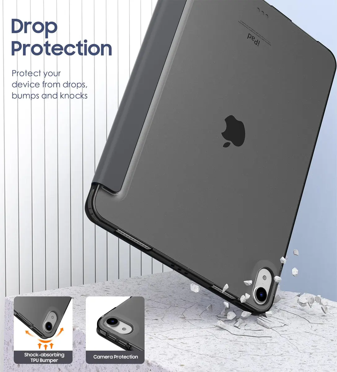 MoKo Case for iPad Air 11 inch M4/M3/M2 2026/2025/2024, Space Gray | Translucent Back, Auto Wake/Sleep, Supports Touch ID & Pencil - view 7