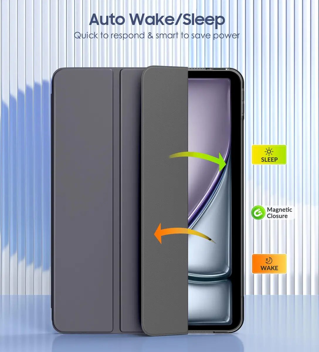 MoKo Case for iPad Air 11 inch M4/M3/M2 2026/2025/2024, Space Gray | Translucent Back, Auto Wake/Sleep, Supports Touch ID & Pencil - view 4