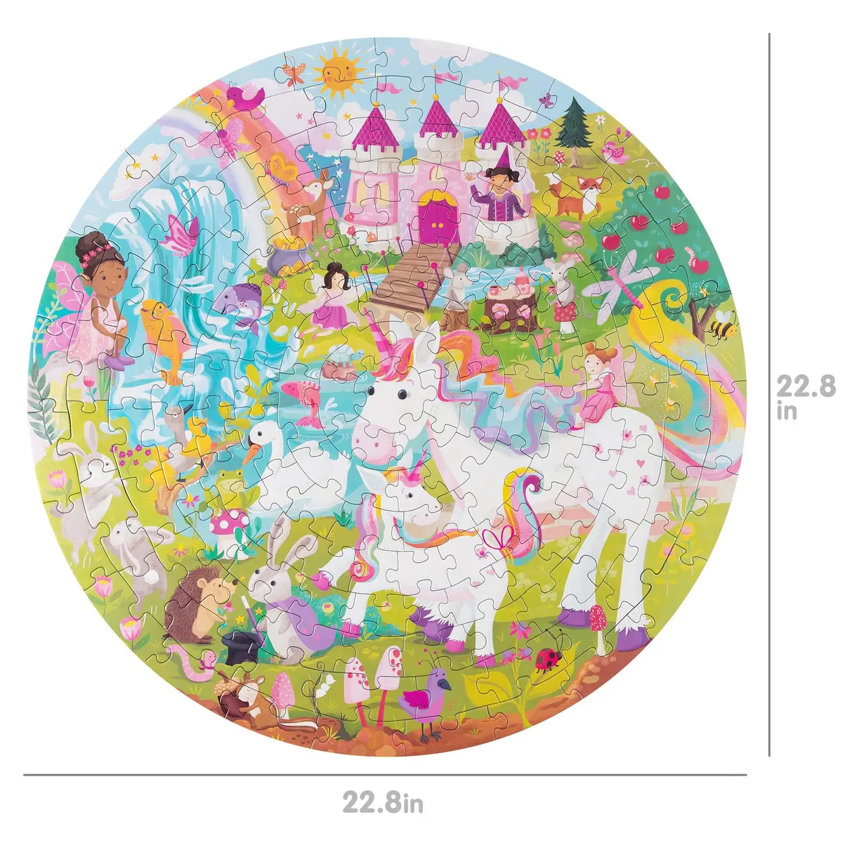 boppi Round 150 Piece Jigsaw Puzzle for Kids 5-8 | Unicorn Fantasy Scene | Eco-Friendly Recycled Cardboard - view 5