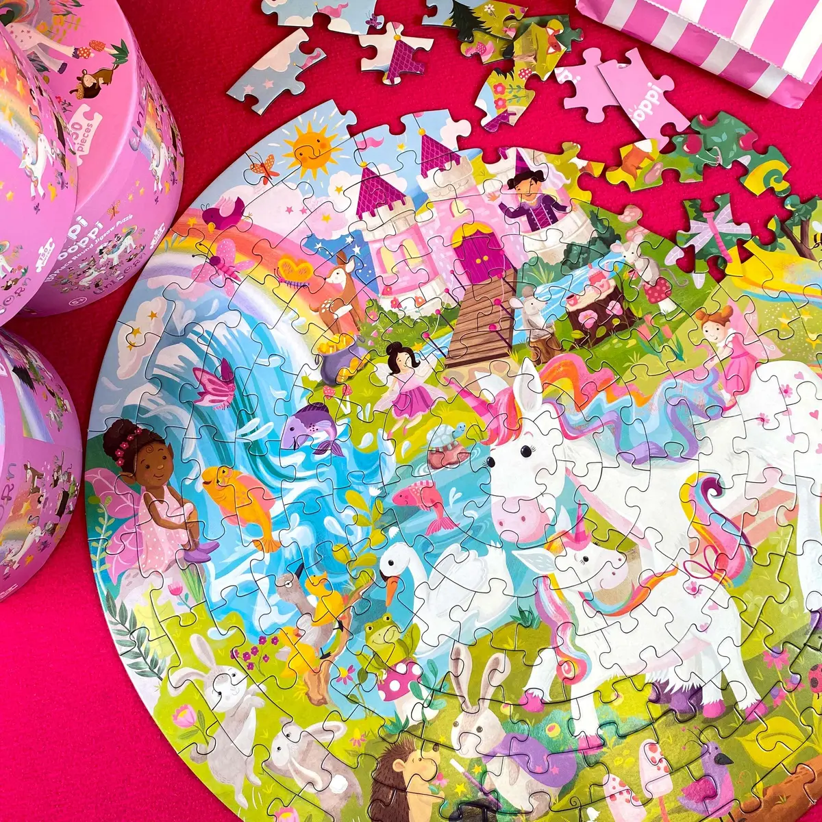 boppi Round 150 Piece Jigsaw Puzzle for Kids 5-8 | Unicorn Fantasy Scene | Eco-Friendly Recycled Cardboard - view 7