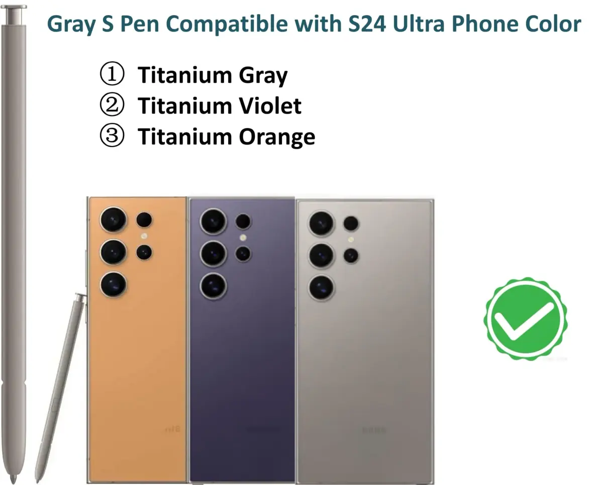 SLQ S Pen Replacement for Samsung Galaxy S24 Ultra 5G | 4096 Pressure Sensitivity, Bluetooth, 5x Tips (Gray) - view 3