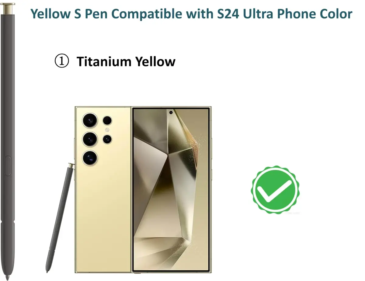 SLQ S Pen Replacement for Samsung Galaxy S24 Ultra 5G | 4096 Pressure Levels, Bluetooth, Yellow - view 2