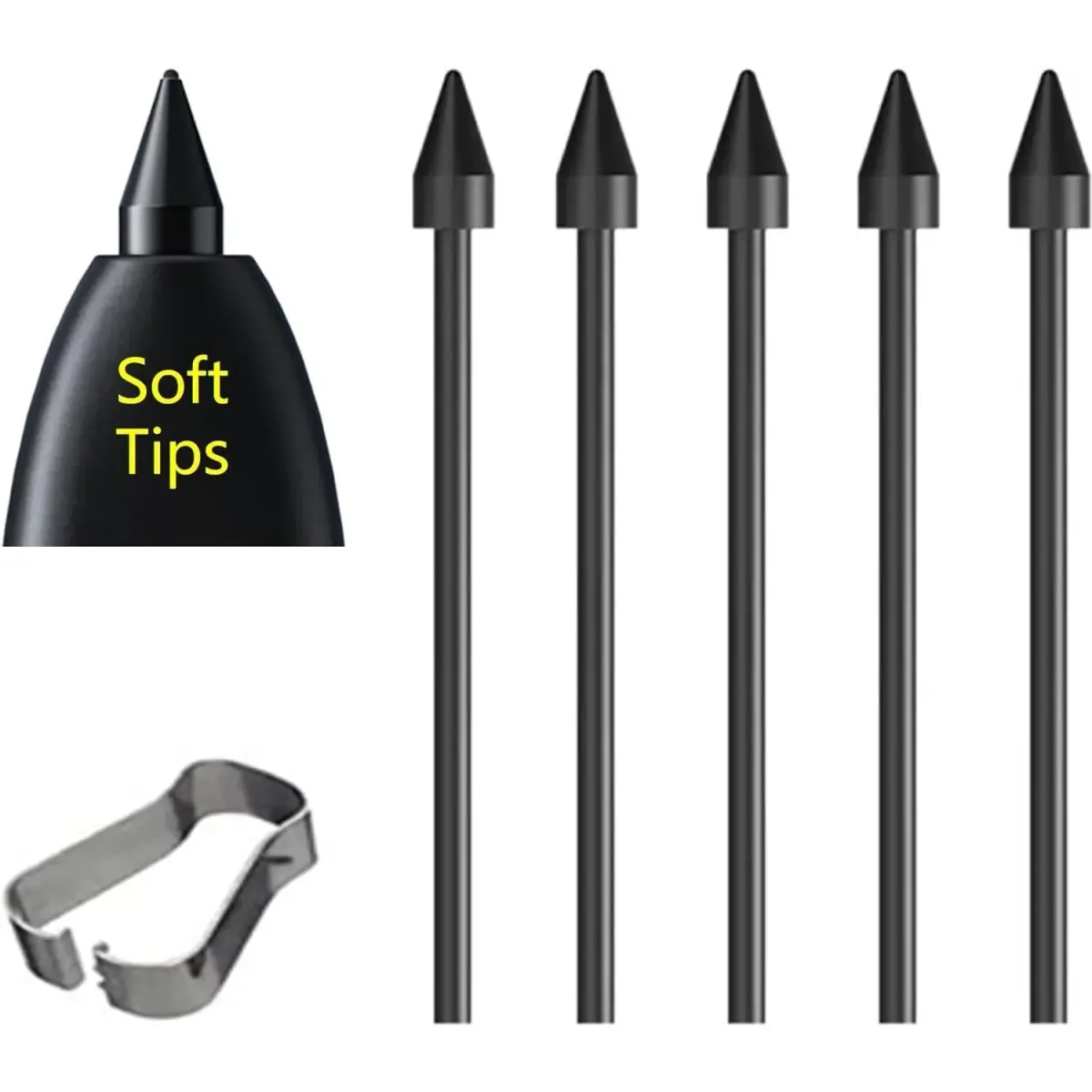 SLQ Black 5Pack Soft Tips Stylus Pen Nibs for Samsung Galaxy S24 Ultra | 4096 Pressure Levels - main product image