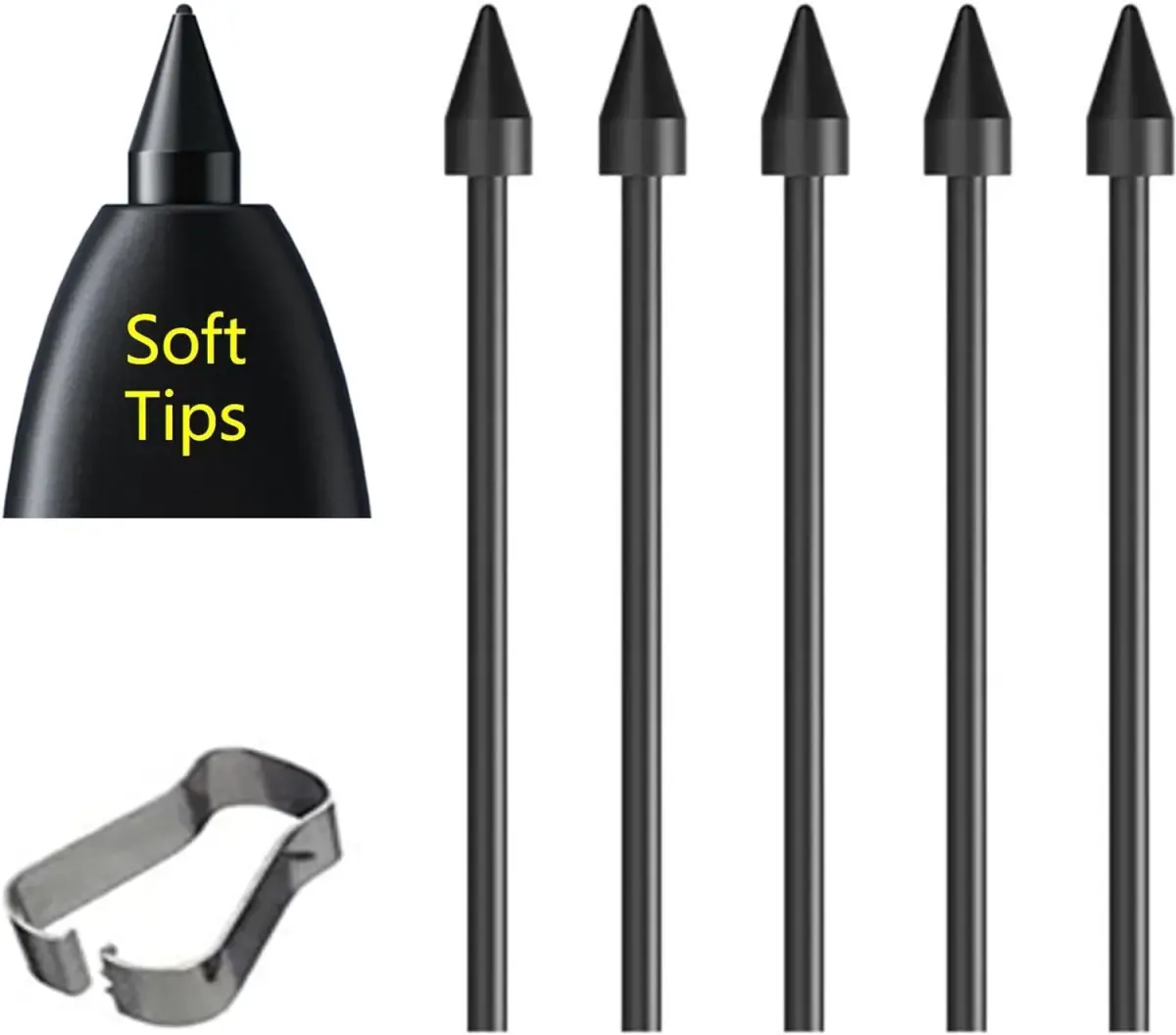 SLQ Black 5Pack Soft Tips Stylus Pen Nibs for Samsung Galaxy S24 Ultra | 4096 Pressure Levels - main product image