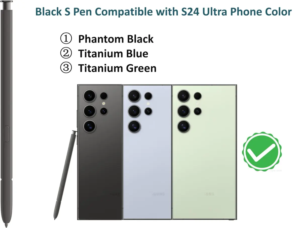 SLQ Replacement S Pen for Samsung Galaxy S24 Ultra 5G with Bluetooth, 4096 Pressure Sensitivity, 5x Tips (Black) - view 3