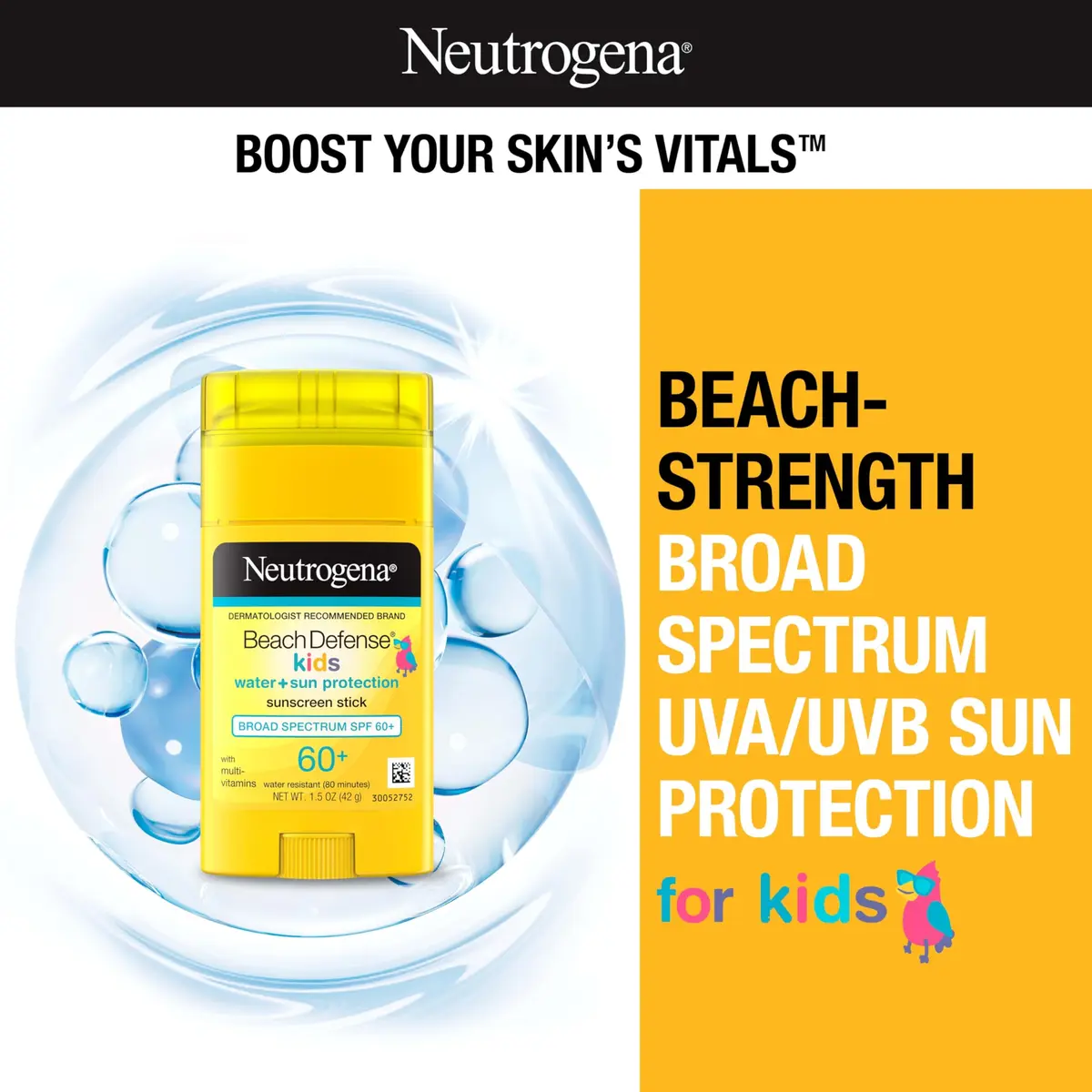 Neutrogena Beach Defense Kids Sunscreen Stick SPF 60+ 1.5 oz (44ml) | Broad Spectrum UVA/UVB Protection - view 2