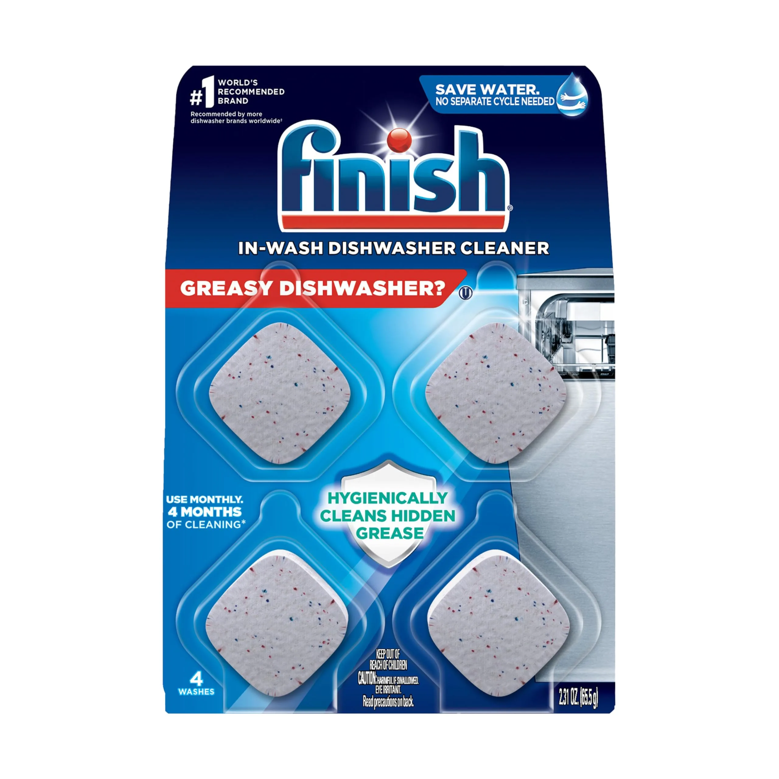 Finish Dishwasher Cleaner Tablets 4 Count | Deep Cleans Grease & Fights Odors - main product image
