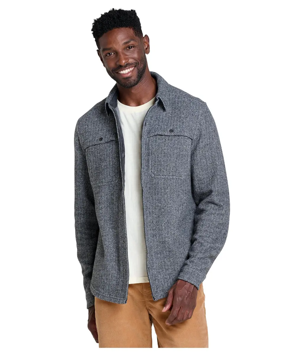 Toad&Co Kennicott Shirt Jacket Heather Grey Twill | Regular Fit, Collared Neck, Odor Control, 29" Length - main product image