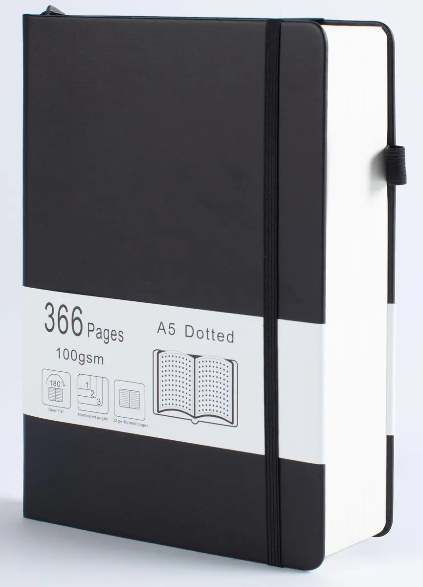 VOLINOTE Thick Bullet Notebook with 366 Numbered Pages, A5 Dotted Journal 21.5 cm (8.5" x 5.7") | 100GSM Dot Grid Paper for Writing - main product image
