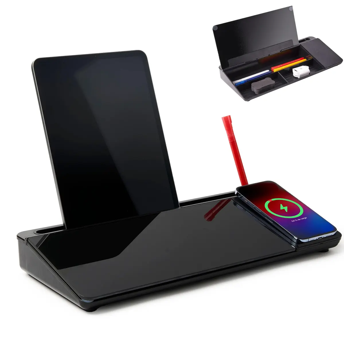 GAROOD White Writing Board with Wireless Charger Adapter | Desktop Glassboard for Office & School - main product image
