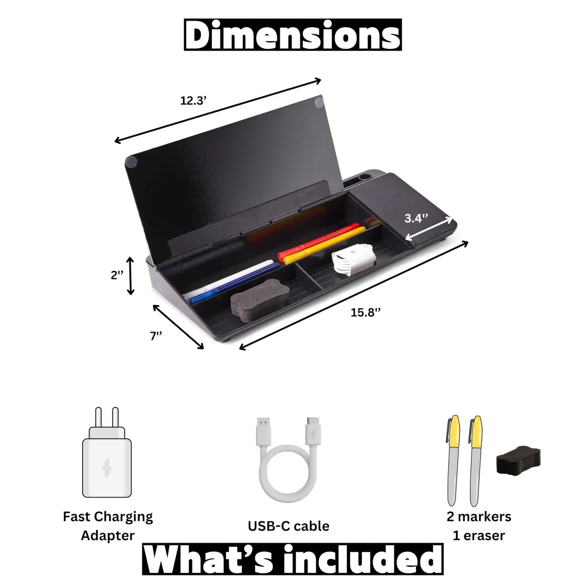 GAROOD White Writing Board with Wireless Charger Adapter | Desktop Glassboard for Office & School - view 5