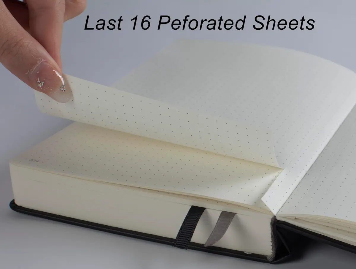VOLINOTE Thick Bullet Notebook 366 Numbered Pages A5 Dotted Journal 186 Sheets (5.7"x8.3") | Classic Vegan Leather Cover - view 3
