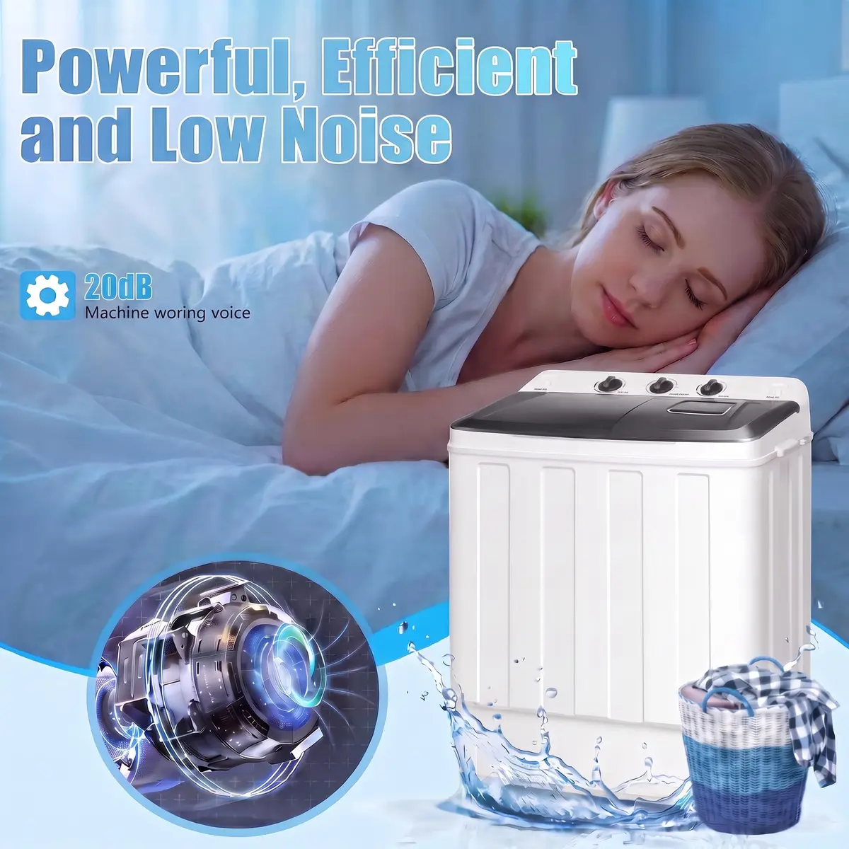 Nictemaw Portable Washing Machine 30Lbs Capacity Twin Tub with Drain Pump | Compact Laundry for Apartments & Dorms - view 6