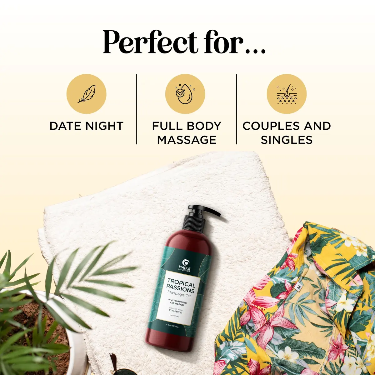 Maple Holistics Tropical Massage Oil for Couples 16 Fl Oz | Full Body Relaxation & Mango Scent - view 7