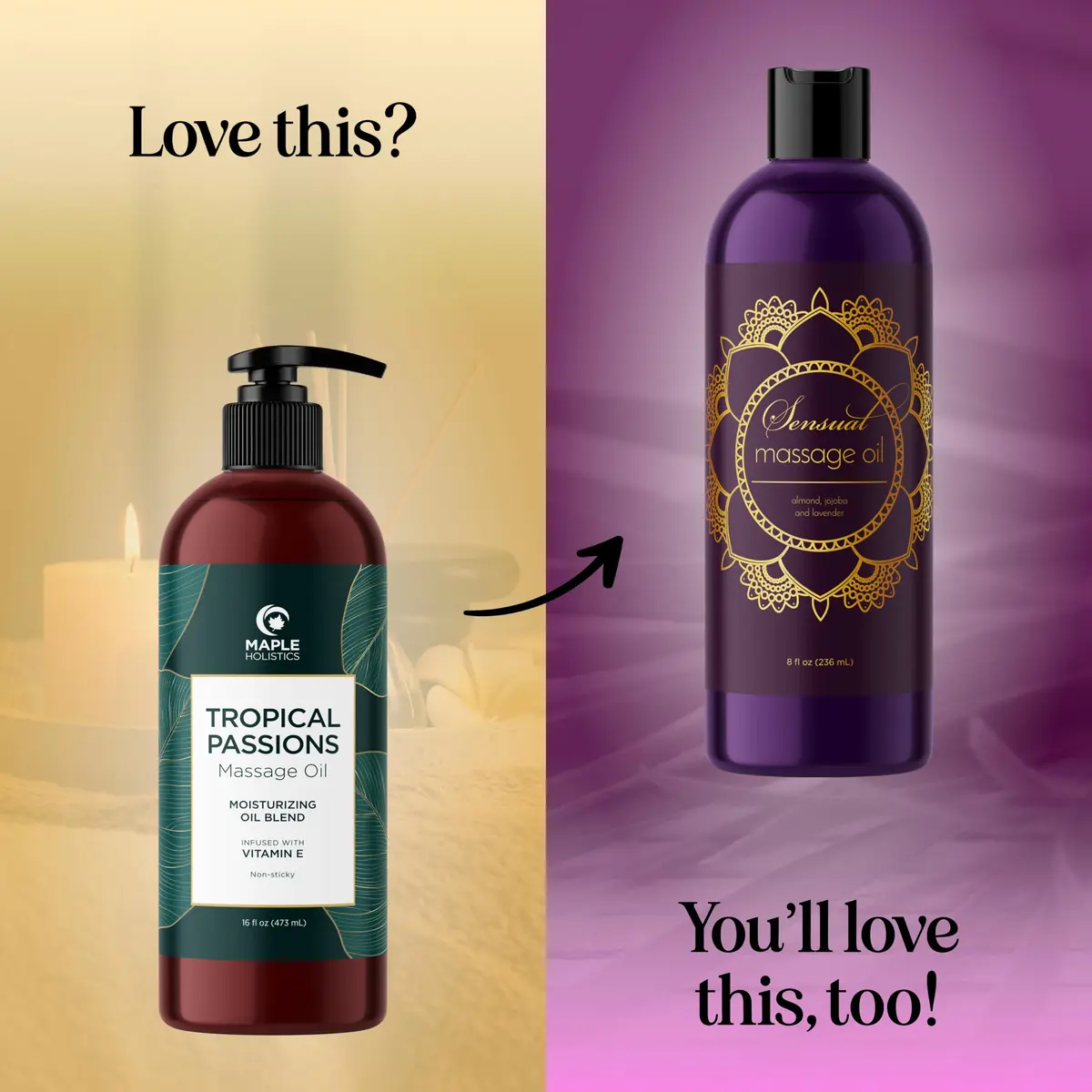 Maple Holistics Tropical Massage Oil for Couples 16 Fl Oz | Full Body Relaxation & Mango Scent - view 8
