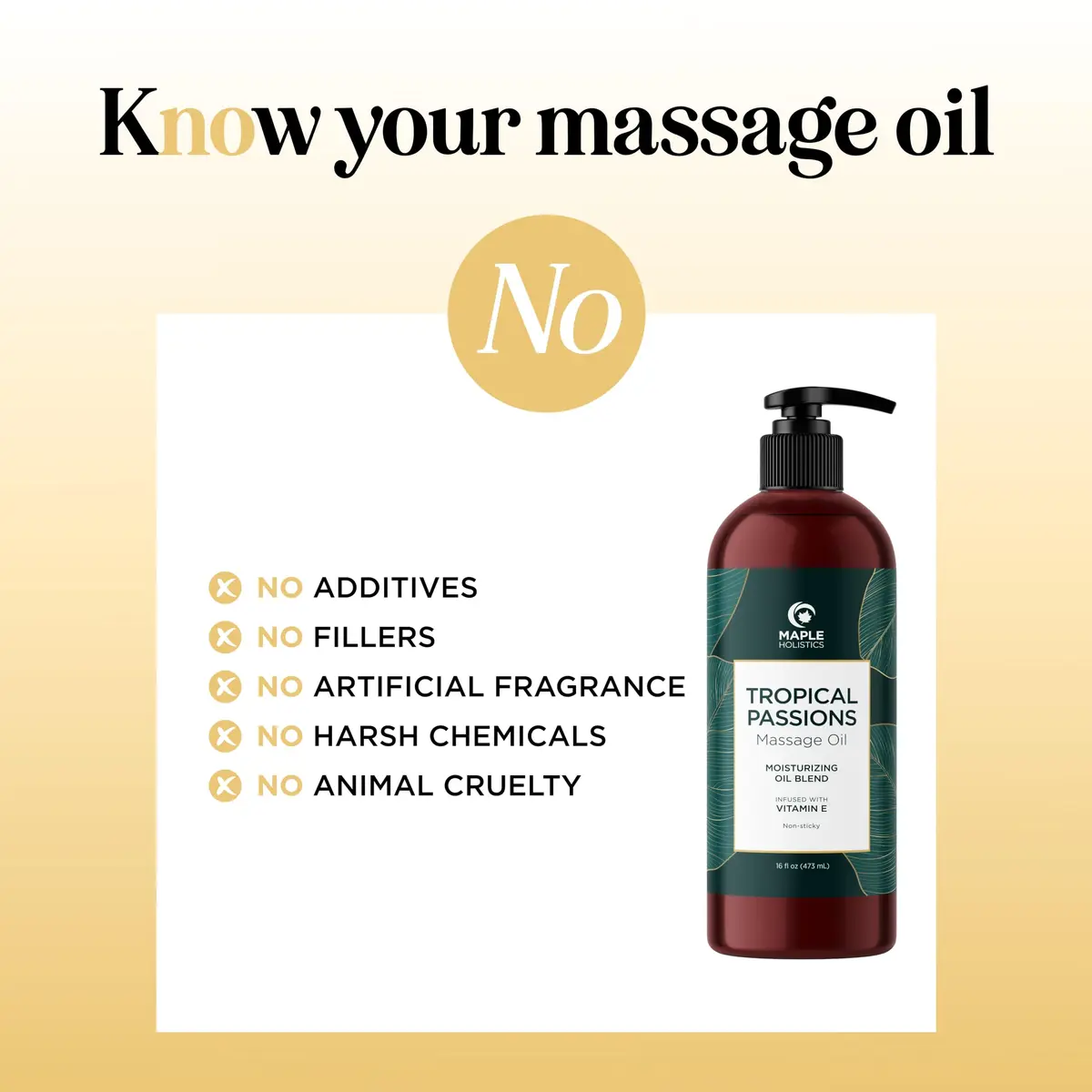 Maple Holistics Tropical Massage Oil for Couples 16 Fl Oz | Full Body Relaxation & Mango Scent - view 4
