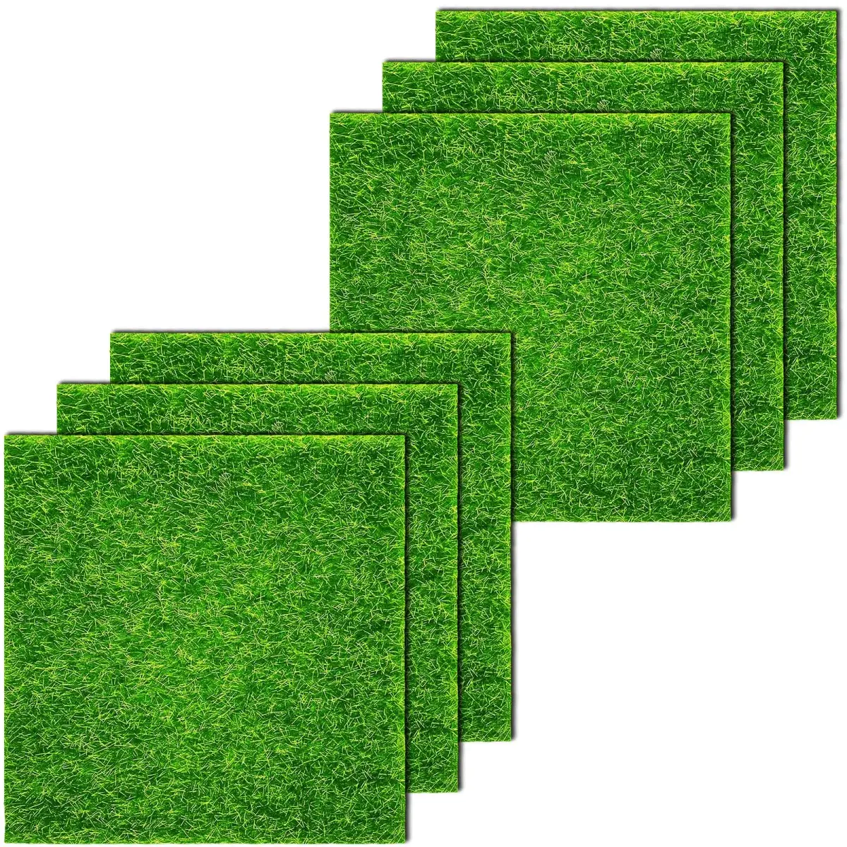 KISEER Artificial Craft Grass 6 Pack 12 x 12 Inches Miniature Green Plastic | DIY Dollhouse Ornament Decoration - main product image