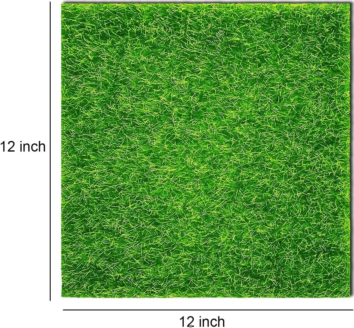 KISEER Artificial Craft Grass 6 Pack 12 x 12 Inches Miniature Green Plastic | DIY Dollhouse Ornament Decoration - view 2